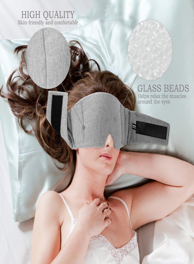 FRESHME Weighted Eye Mask for Sleeping - Gray Blackout (0.7lb/11oz) Cotton Heavy Weighted Eye Pillow for Men Women, Oversize Large Soft Sleep Face Eyes Cover with Nose Pad for Sidesleeper - Image 2